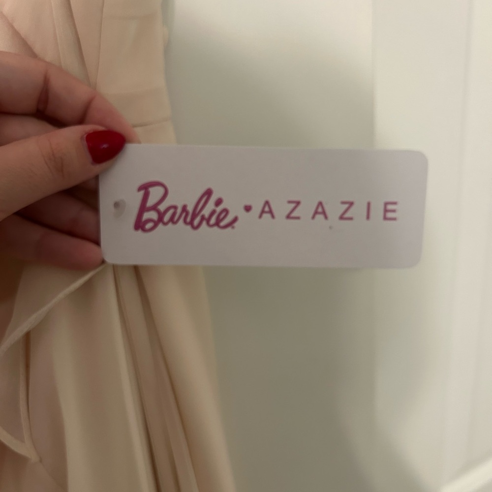 Azazie x Barbie Sweetheart Pleated Ruffle Chiffon Mermaid Dress - Picture 13 of 13